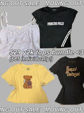 pacsun, princess polly, harley davidson! set of 4 y2k tops